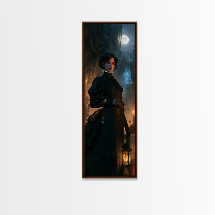 The Grave-Robber’s Daughter, Gothic Victorian Portrait, Tall Narrow Canvas Print, Macabre Home Decor, Classic Monster Art
