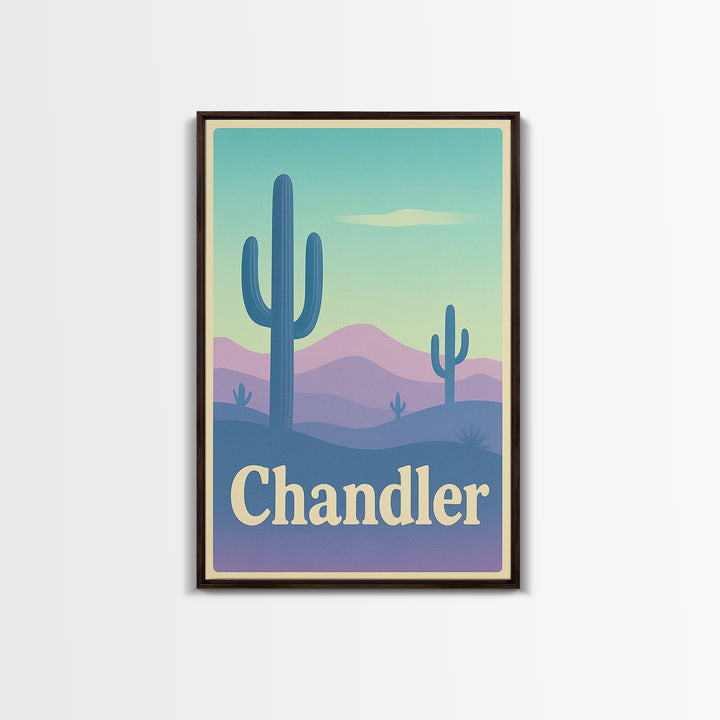 Chandler Travel Poster, Canvas Print, Pastel Retro Travel Art, Chandler Art Print, Mid Century Wall Art, Vintage City Poster, Art Print