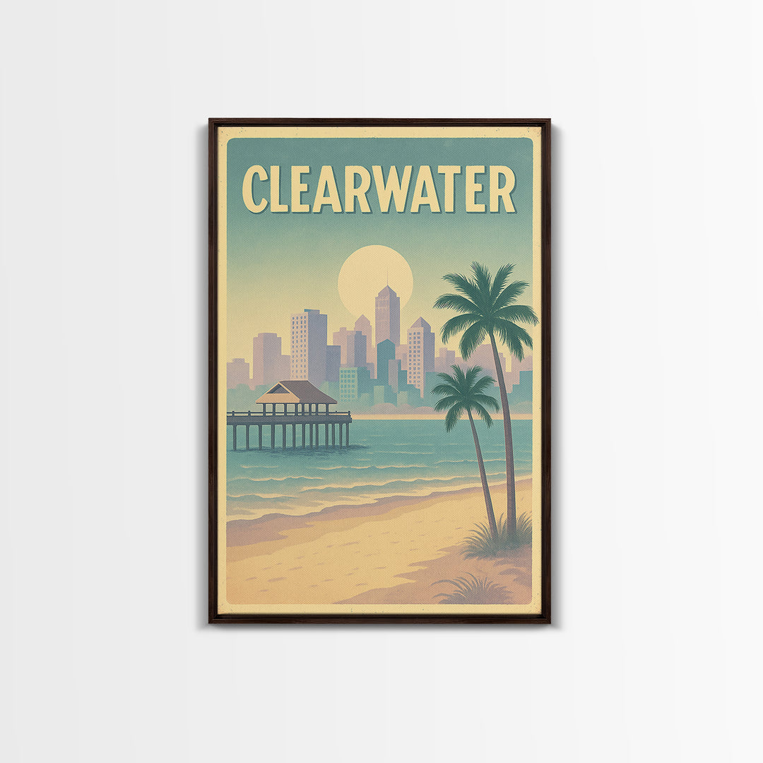 Clearwater Florida Travel Poster, Canvas Print, Dreamy Skyline Poster Art, Clearwater Art Print, Travel Wall Art, City Poster, Wall Art