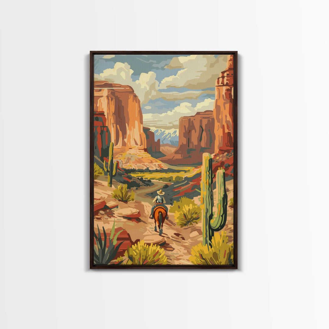 Colorful Western Cowboy Boots with Floral Design - Framed Canvas Print, Rustic Wall Art, Western Boot Decor for Living Room