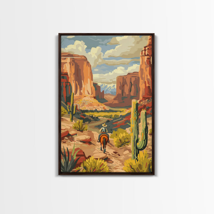 Colorful Western Cowboy Boots with Floral Design - Framed Canvas Print, Rustic Wall Art, Western Boot Decor for Living Room