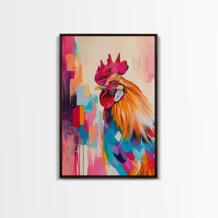 Bright Abstract Floral Framed Canvas Print - Modern Wall Art, Living Room Decor, Colorful Flower Art for Bedroom, Home Decoration
