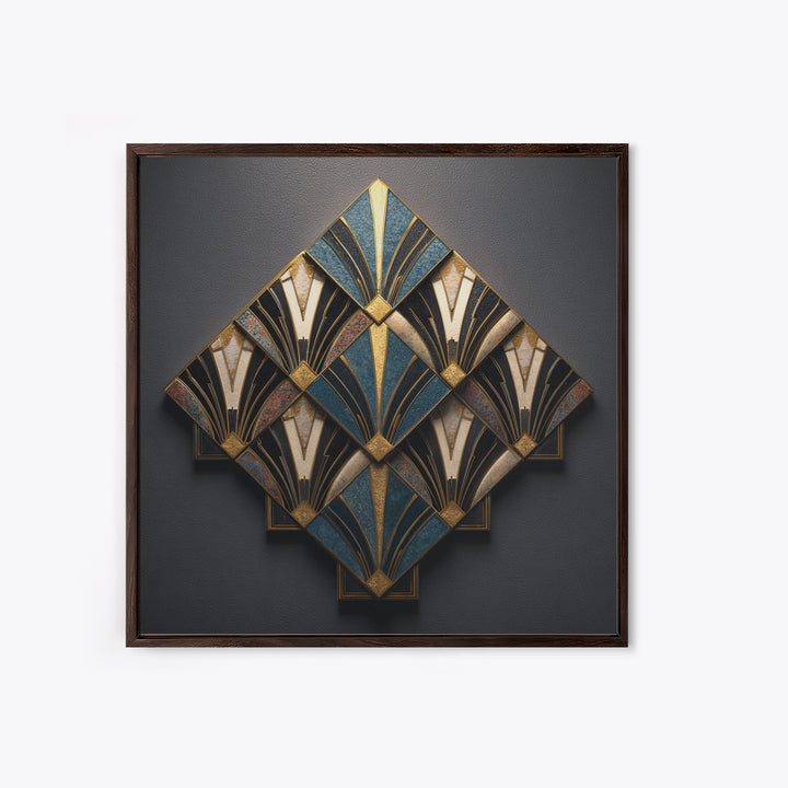Art Deco Gold Fan Pattern Canvas Print, Wall Art, Painting, Living Room Decor, Fine Art, Wall Hanging, Home Decor Gift, WAL-1x1-20