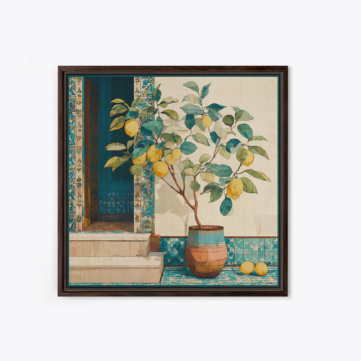 Mediterranean Lemon Branch Still Life Canvas Print, Wall Art, Framed Wall Art, Living Room Decor, Fine Art, Fine Art Print, WAL-1x1-22