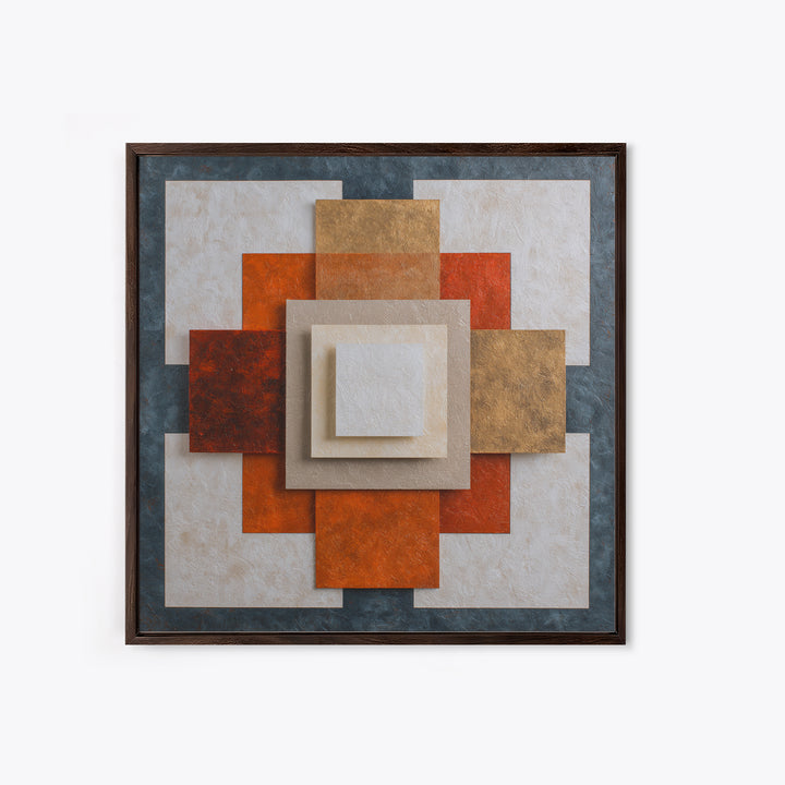 Modern Geometric Composition for Living Spaces Framed Canvas Print, Wall Art, Heart, Living Room Decor, Fine Art, WAL-1x1-28