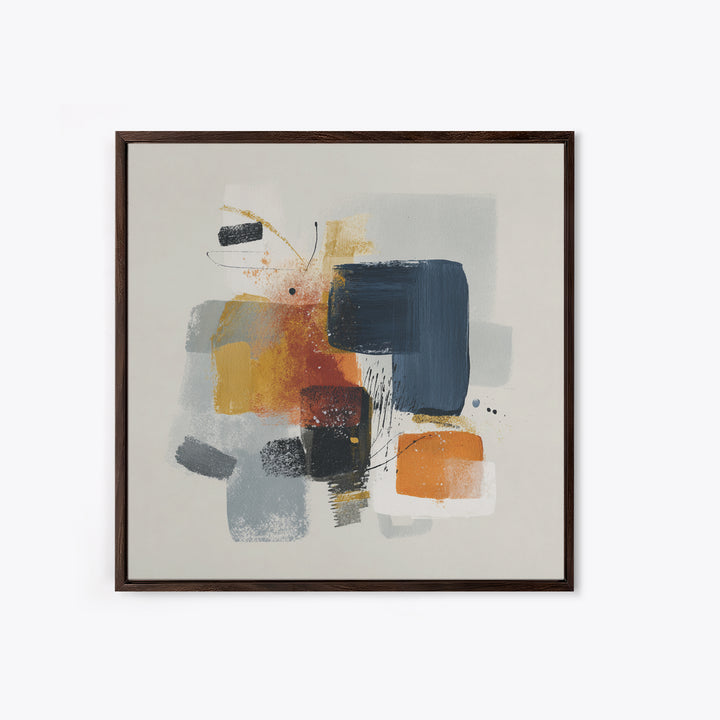Statement Abstract with Bold Layered Brushwork Framed Canvas Print, Wall Art, Home Decor, Living Room Decor, Abstract Art, WAL-1x1-73