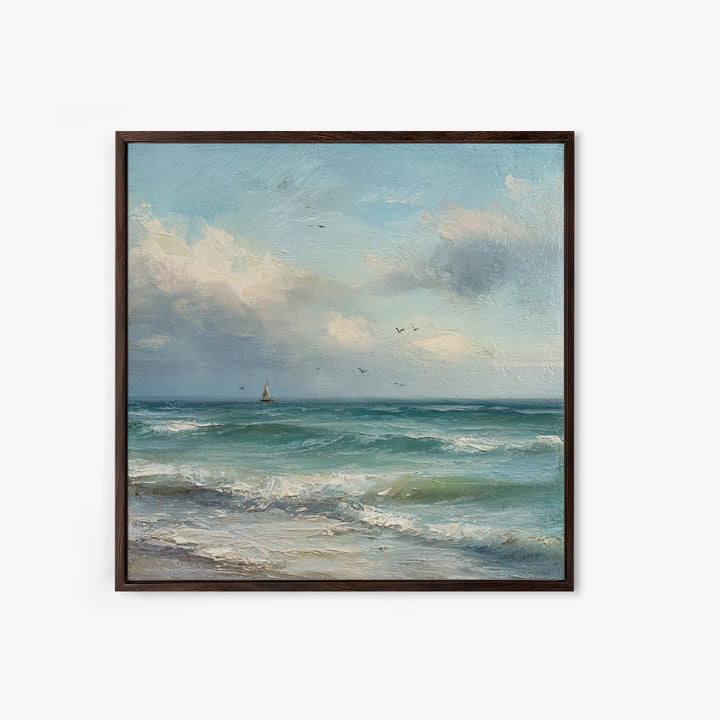 Classic Seascape with Dramatic Clouds Canvas Print, Wall Art, Statement Artwork, Living Room Decor, Fine Art, WAL-1x1-75