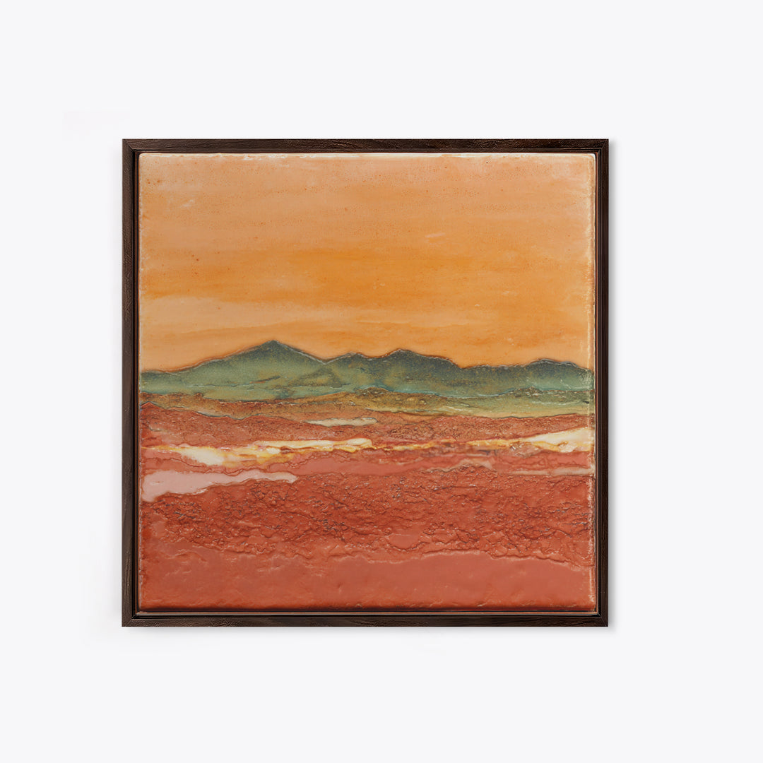 Desert Landscape in Warm Terracotta Tones Framed Canvas Print, Wall Art, Boho Decor, Living Room Decor, Fine Art, WAL-1x1-79