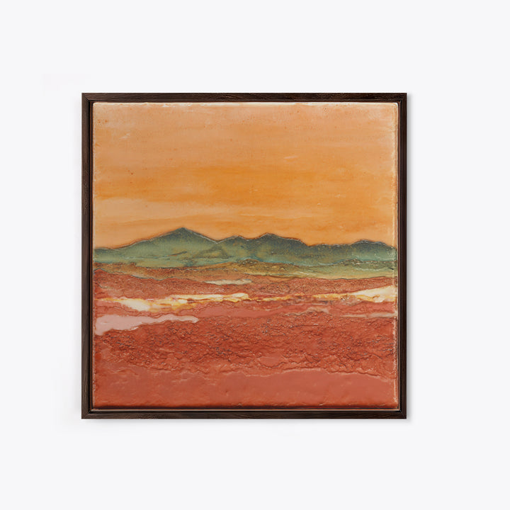 Desert Landscape in Warm Terracotta Tones Framed Canvas Print, Wall Art, Boho Decor, Living Room Decor, Fine Art, WAL-1x1-79