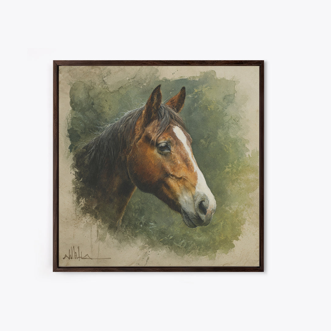 Wild Horse Portrait Canvas Print, Wall Art, Minimalist Decor, Living Room Decor, Fine Art, Wall Art Prints, Mid Century Modern, WAL-1x1-85