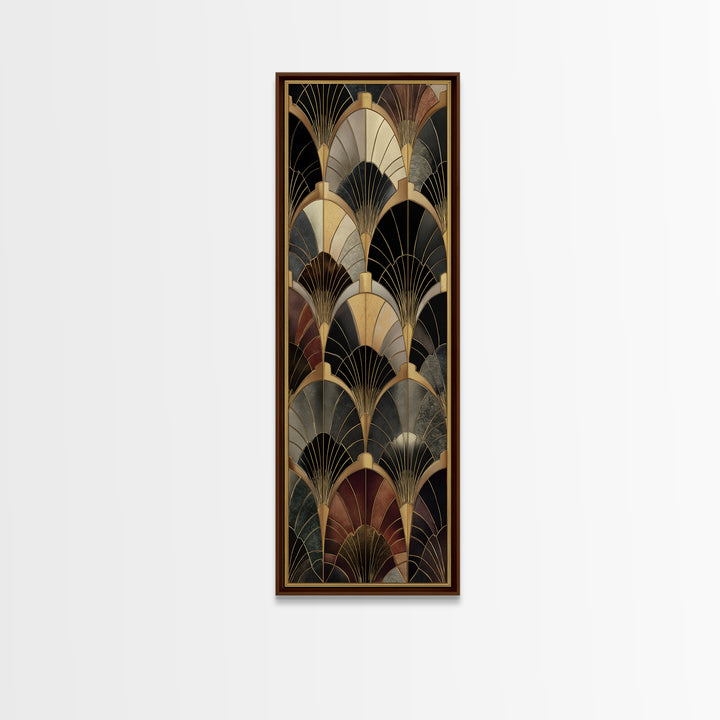 Art Deco Gold Fan Pattern Canvas Print, Wall Art, Painting, Living Room Decor, Fine Art, Wall Hanging, Home Decor Gift, WAL-1x3-32