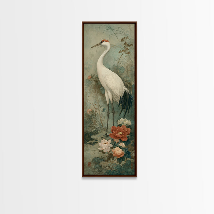 Monochrome Ink Crane Composition Framed Canvas Print, Wall Art, Art Print, Living Room Decor, Fine Art, Wall Hanging, WAL-1x3-36