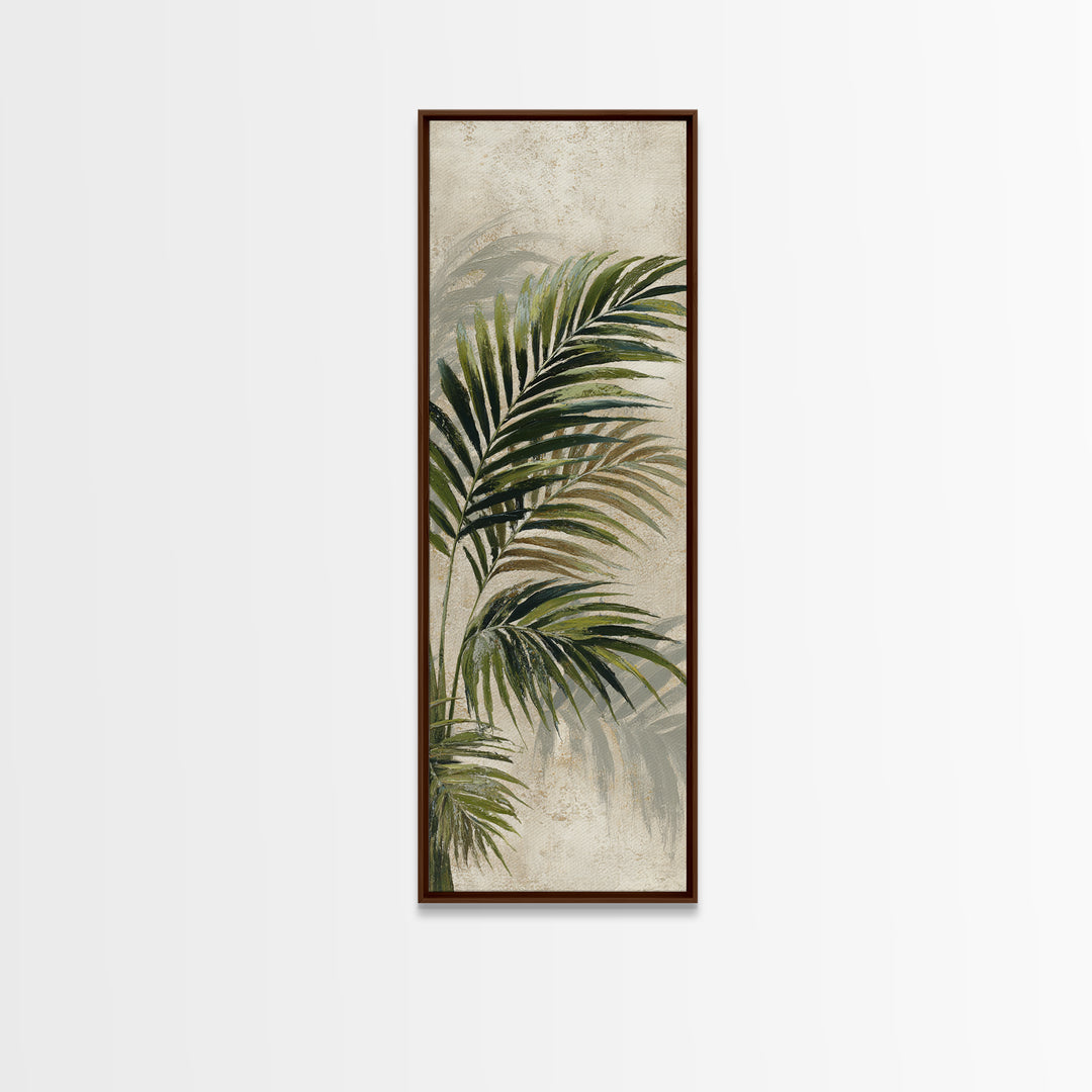 Tropical Palm Leaf Painting Framed Canvas Print, Wall Art, Minimalist Decor, Living Room Decor, Oil Painting, WAL-1x3-4