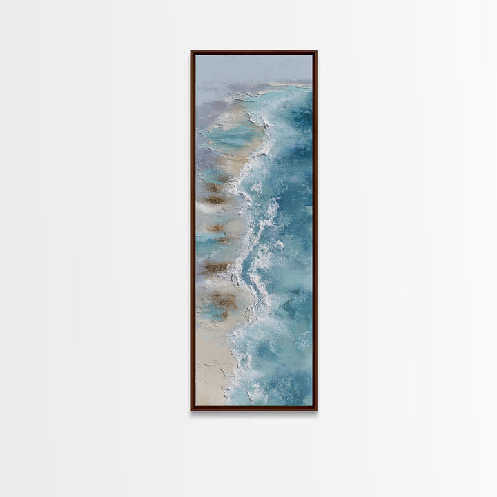 Coastal Aerial Water Study Framed Canvas Print, Wall Art, Home Decor Gift, Living Room Decor, Fine Art, Neutral Decor, WAL-1x3-47