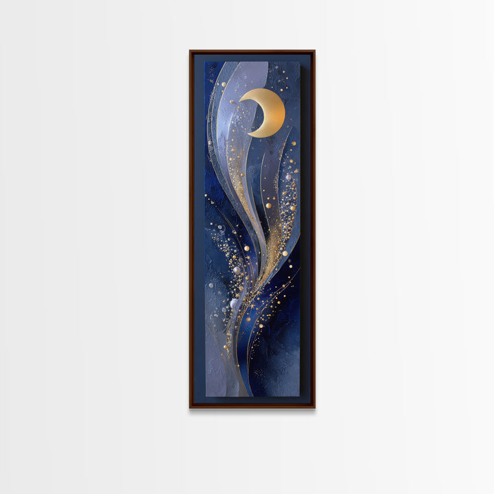 Celestial Moon and Stars Artwork Framed Canvas Print, Wall Art, Fine Art Print, Living Room Decor, Fine Art, WAL-1x3-50