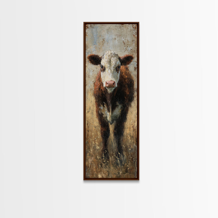 Rustic Farmhouse Cow Portrait Canvas Print, Wall Art, Framed Wall Art, Living Room Decor, Fine Art, Fine Art Print, WAL-1x3-55