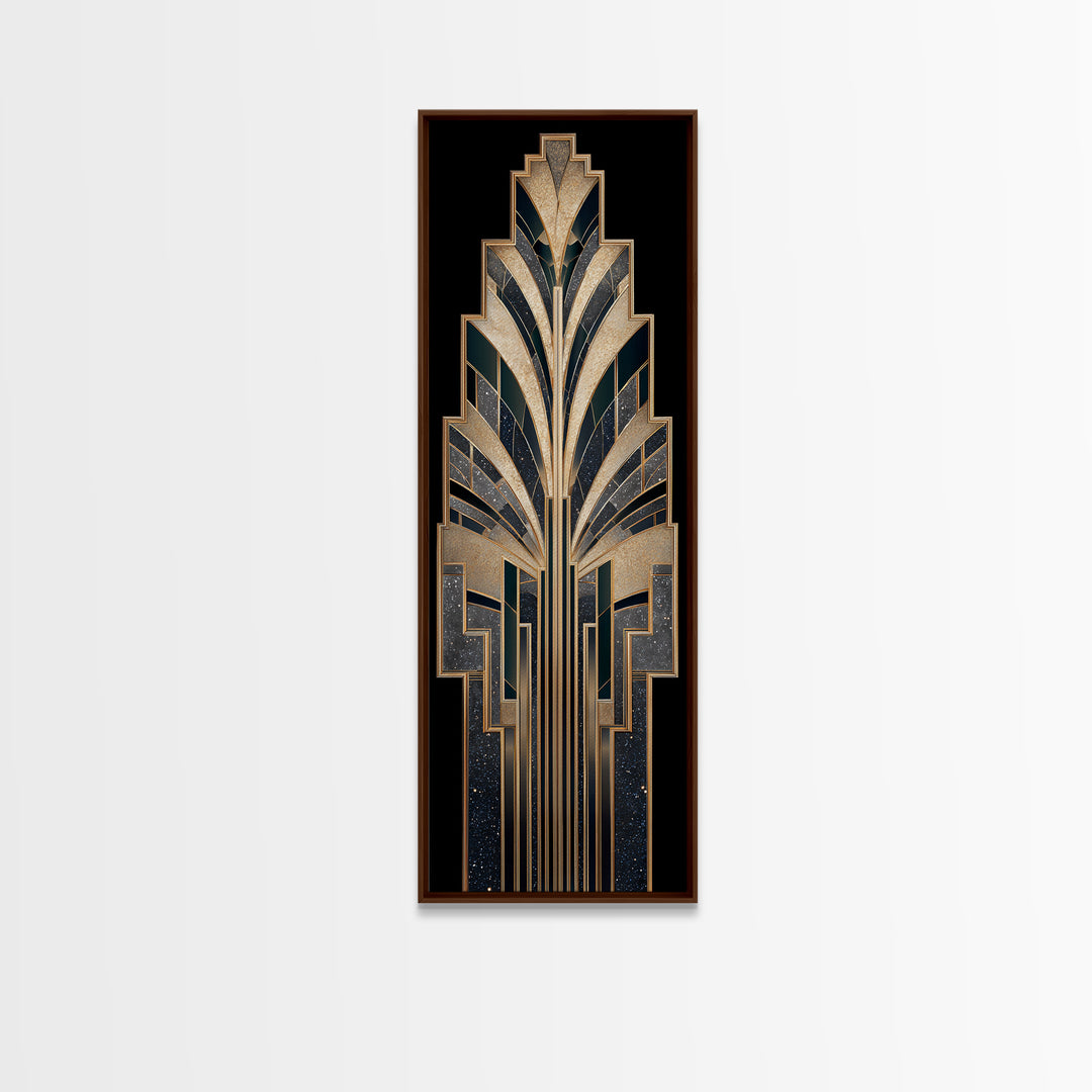 Art Deco Gold Fan Pattern Canvas Print, Wall Art, Large Wall Art, Living Room Decor, Fine Art, Abstract Wall Art, WAL-1x3-56