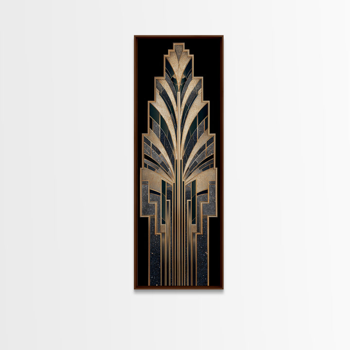Art Deco Gold Fan Pattern Canvas Print, Wall Art, Large Wall Art, Living Room Decor, Fine Art, Abstract Wall Art, WAL-1x3-56