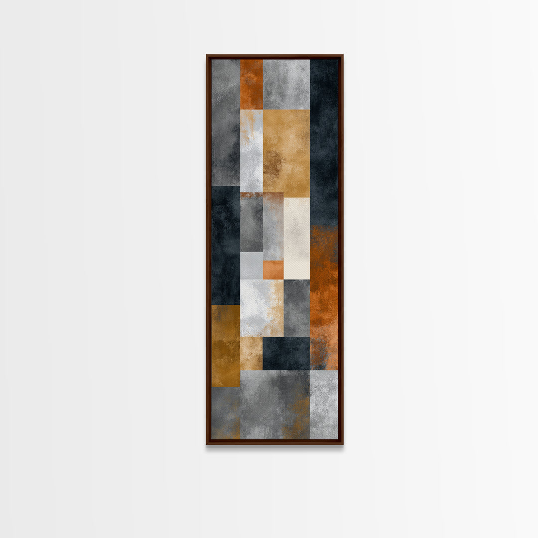 Modern Geometric Composition for Living Spaces Framed Canvas Print, Wall Art, Wall Hanging, Living Room Decor, Abstract Art, WAL-1x3-64