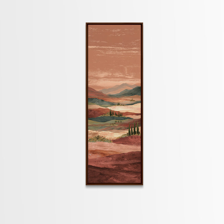 Desert Landscape in Warm Terracotta Tones Canvas Print, Wall Art, Abstract Wall Art, Living Room Decor, Watercolor Art, WAL-1x3-67