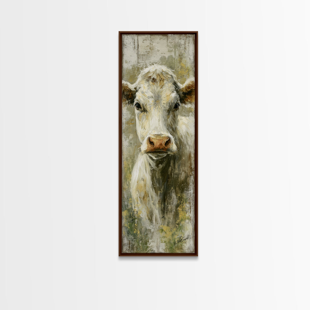 Rustic Farmhouse Cow Portrait Canvas Print, Wall Art, Canvas, Living Room Decor, Oil Painting, Canvas Wall Art, WAL-1x3-7