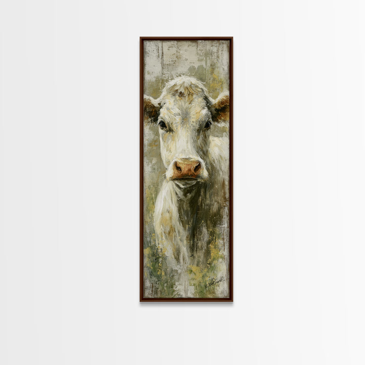 Rustic Farmhouse Cow Portrait Canvas Print, Wall Art, Canvas, Living Room Decor, Oil Painting, Canvas Wall Art, WAL-1x3-7