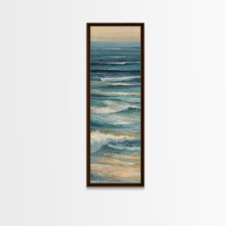 Coastal Aerial Water Study Framed Canvas Print, Wall Art, Gallery Decor, Living Room Decor, Fine Art, Home Decor, WAL-1x3-71