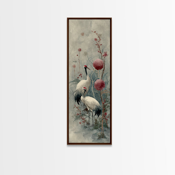 Monochrome Ink Crane Composition Framed Canvas Print, Wall Art, Art Deco, Living Room Decor, Fine Art, Abstract Wall Art, WAL-1x3-84