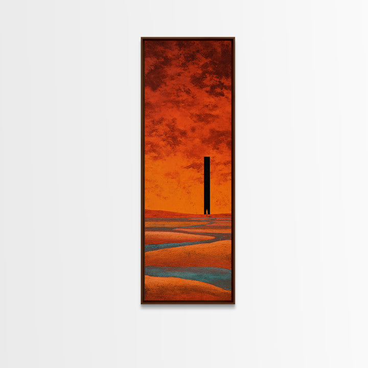 Desert Landscape in Warm Terracotta Tones Framed Canvas Print, Wall Art, Boho Decor, Living Room Decor, Fine Art, WAL-1x3-91