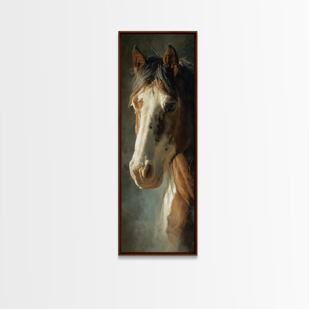 Wild Horse Portrait Canvas Print, Wall Art, Boho Decor, Living Room Decor, Fine Art, Painting, Art Print, Heart, WAL-1x3-97