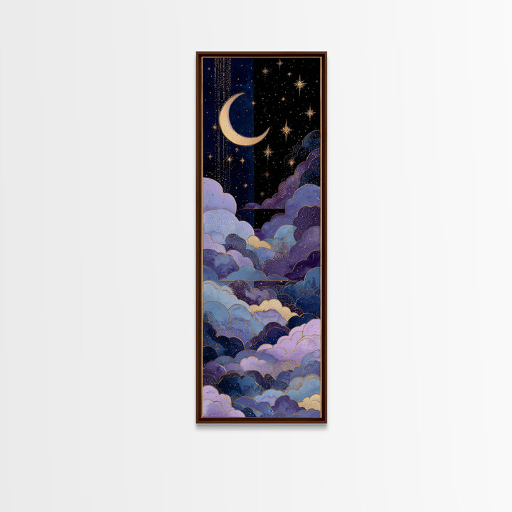 Celestial Moon and Stars Artwork Canvas Print, Wall Art, Textured Painting, Living Room Decor, Fine Art, Wall Hangings, WAL-1x3-98