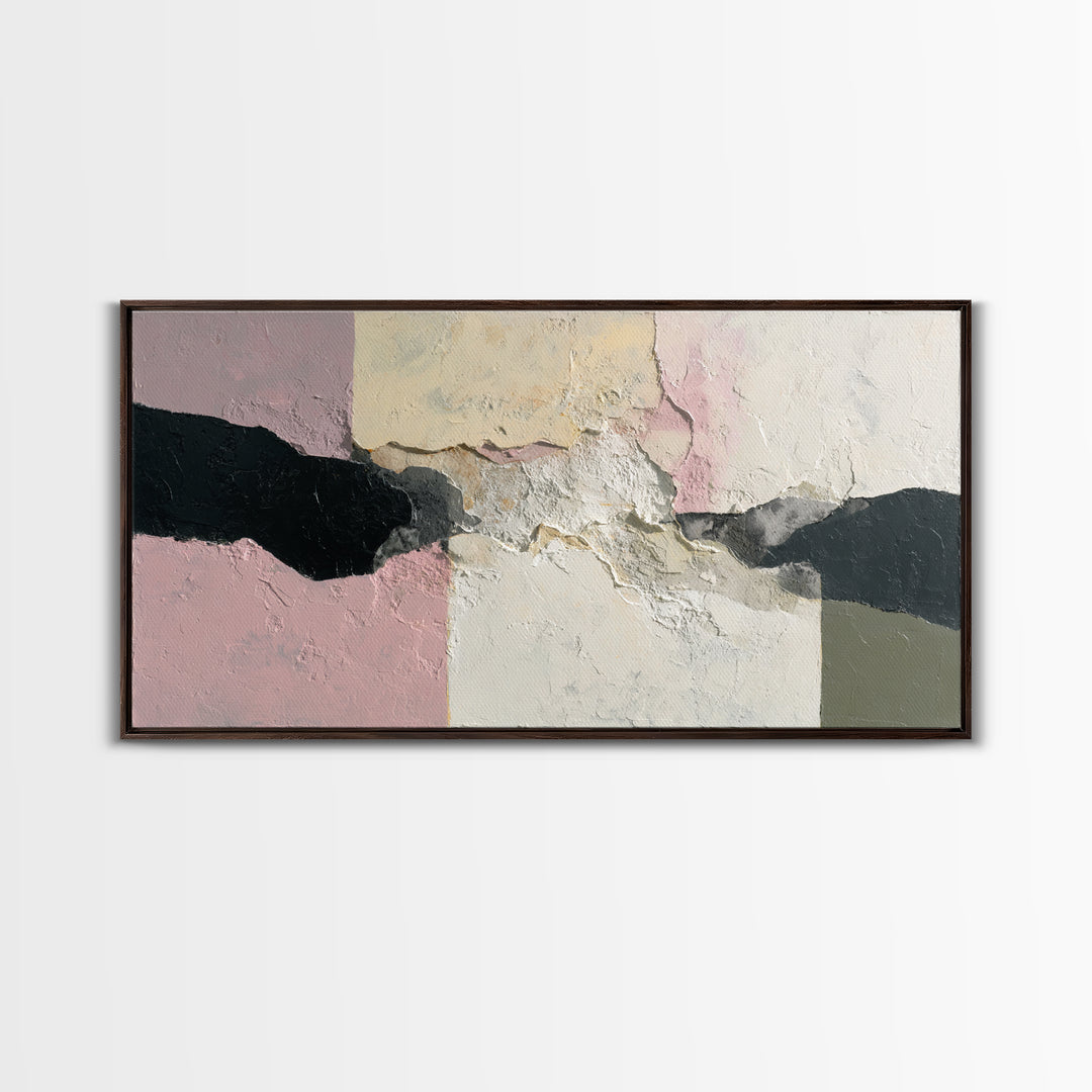 Luxury Neutral Plaster Texture Abstract Framed Canvas Print, Wall Art, Original Art, Living Room Decor, Abstract Art, WAL-2x1-11
