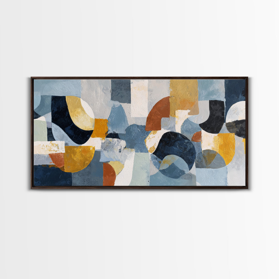 Statement Abstract with Bold Layered Brushwork Framed Canvas Print, Wall Art, Metal Wall Art, Living Room Decor, Fine Art, WAL-2x1-45