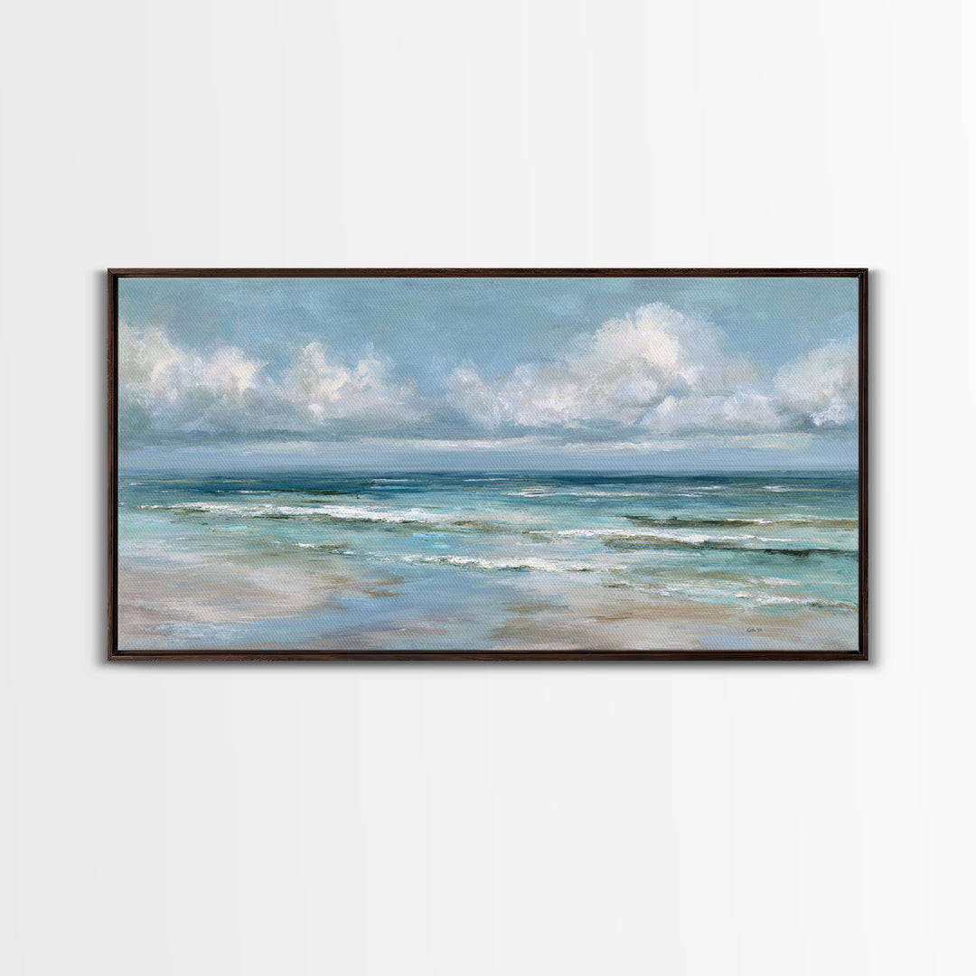 Classic Seascape with Dramatic Clouds Canvas Print, Wall Art, Wall Art for Mom, Living Room Decor, Oil Painting, WAL-2x1-47