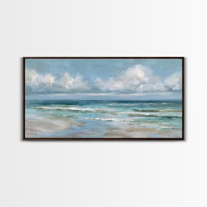 Classic Seascape with Dramatic Clouds Canvas Print, Wall Art, Wall Art for Mom, Living Room Decor, Oil Painting, WAL-2x1-47