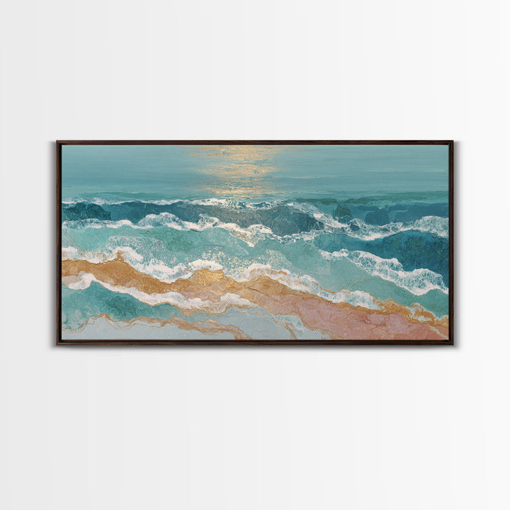 Coastal Aerial Water Study Framed Canvas Print, Wall Art, Large Wall Art, Living Room Decor, Fine Art, Abstract Wall Art, WAL-2x1-55