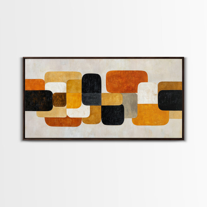 Mid Century Color Block Composition Framed Canvas Print, Wall Art, Art Print, Living Room Decor, Fine Art, Wall Hanging, WAL-2x1-56