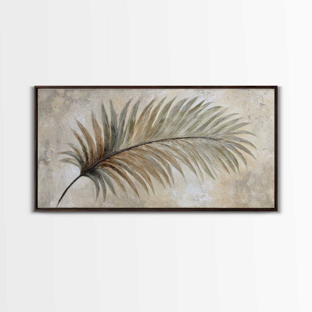 Tropical Palm Leaf Painting Framed Canvas Print, Wall Art, Heart, Living Room Decor, Fine Art, Home Decor Gift, WAL-2x1-60