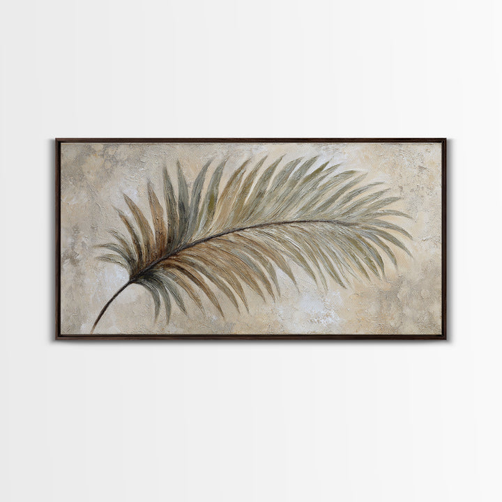 Tropical Palm Leaf Painting Framed Canvas Print, Wall Art, Heart, Living Room Decor, Fine Art, Home Decor Gift, WAL-2x1-60