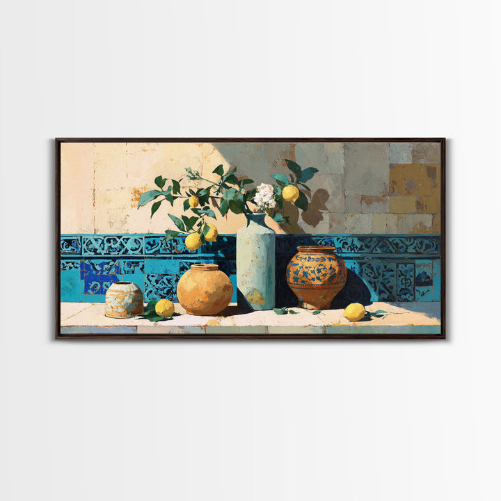Mediterranean Lemon Branch Still Life Canvas Print, Wall Art, Home Decor, Living Room Decor, Fine Art, Digital Wall Art, WAL-2x1-66