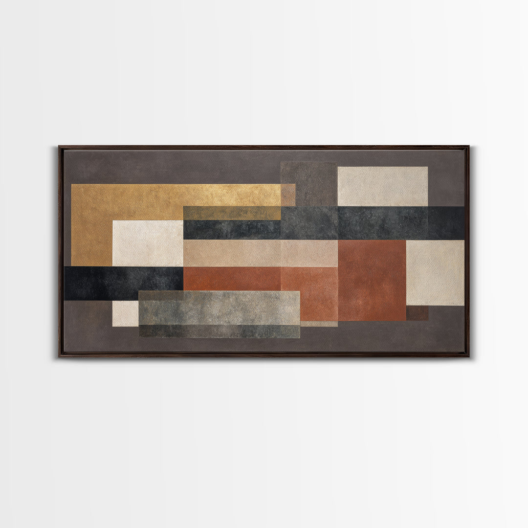 Modern Geometric Composition for Living Spaces Framed Canvas Print, Wall Art, Canvas, Living Room Decor, Abstract Art, WAL-2x1-72