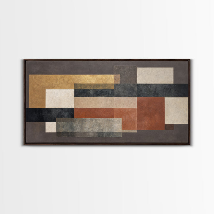 Modern Geometric Composition for Living Spaces Framed Canvas Print, Wall Art, Canvas, Living Room Decor, Abstract Art, WAL-2x1-72