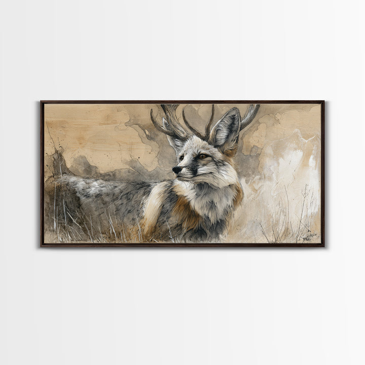Whimsical Animal Portrait Framed Canvas Print, Wall Art, Wall Art Prints, Living Room Decor, Fine Art, Abstract Art, WAL-2x1-91