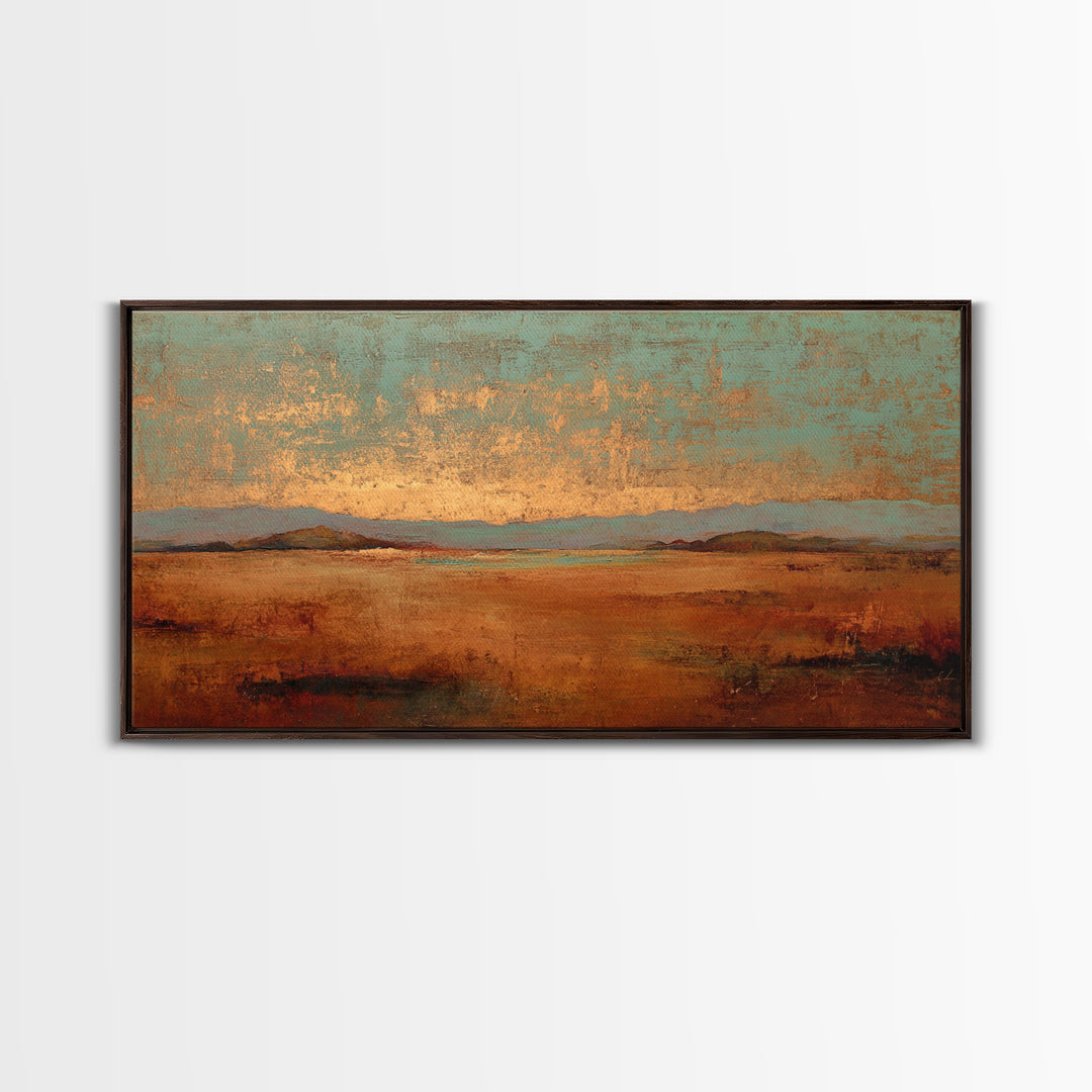Desert Landscape in Warm Terracotta Tones Framed Canvas Print, Wall Art, Wall Hanging, Living Room Decor, Fine Art, WAL-2x1-99