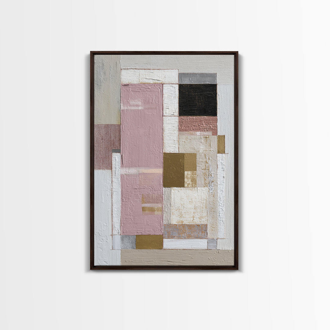 Modern Geometric Composition for Living Spaces Framed Canvas Print, Wall Art, Heart, Living Room Decor, Fine Art, WAL-2x3-12