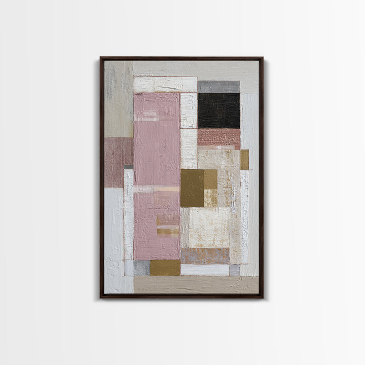 Modern Geometric Composition for Living Spaces Framed Canvas Print, Wall Art, Heart, Living Room Decor, Fine Art, WAL-2x3-12