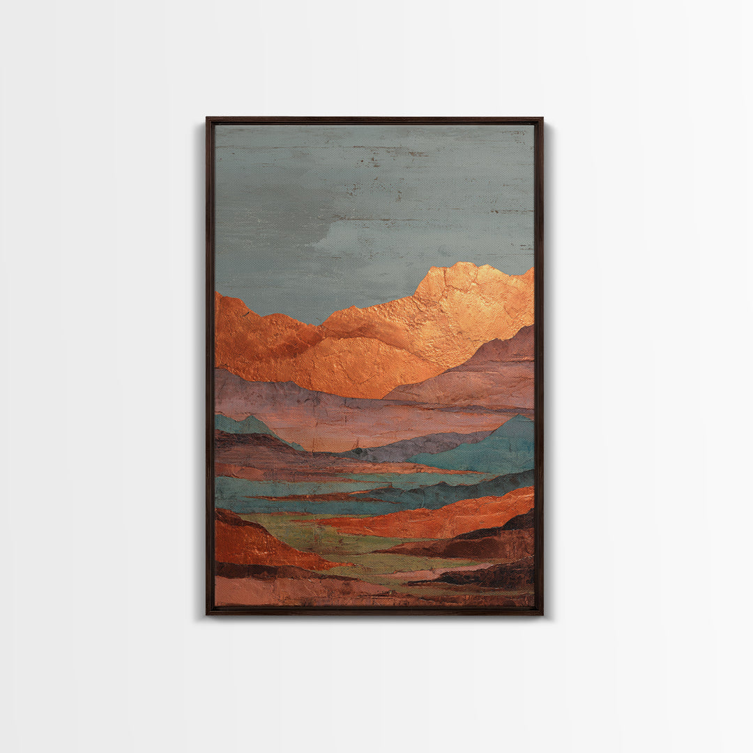 Desert Landscape in Warm Terracotta Tones Canvas Print, Wall Art, Minimalist Decor, Living Room Decor, Oil Painting, WAL-2x3-15