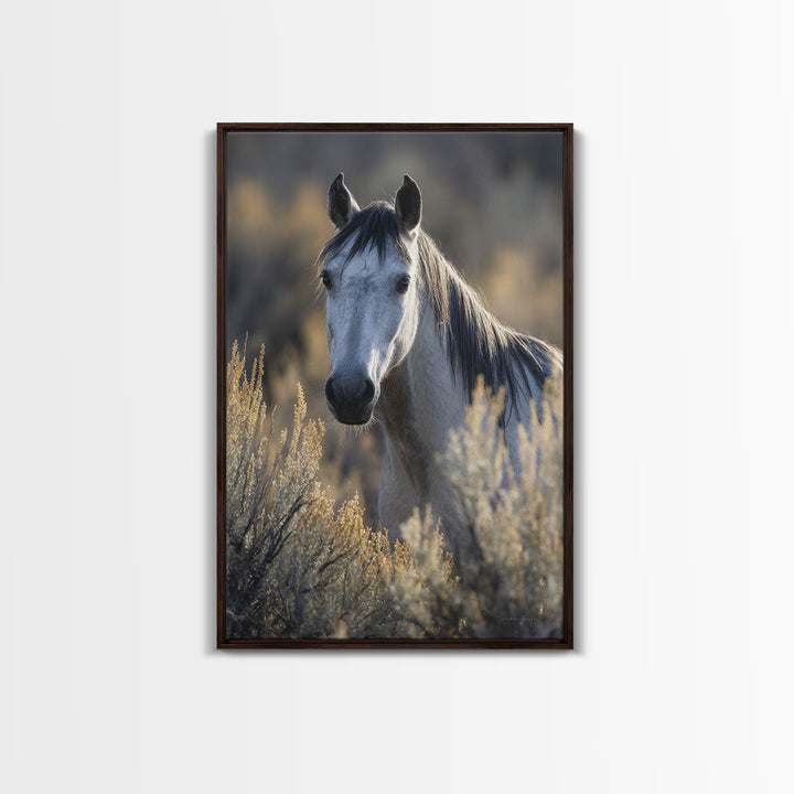 Wild Horse Portrait Framed Canvas Print, Wall Art, Heart, Living Room Decor, Fine Art, Home Decor Gift, Original Art, WAL-2x3-21