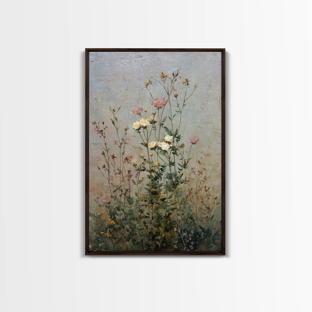 Impressionist Meadow of Wildflowers Framed Canvas Print, Wall Art, Printable Wall Art, Living Room Decor, Oil Painting, WAL-2x3-25
