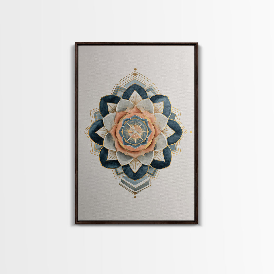Sacred Geometry Mandala Canvas Print, Wall Art, Wall Hangings, Living Room Decor, Watercolor Art, Framed Wall Art, WAL-2x3-29